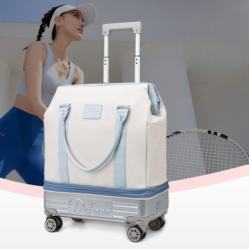 Foldable Rolling Luggage Bag - Wheeled Duffel Bag with Telescopic Handle