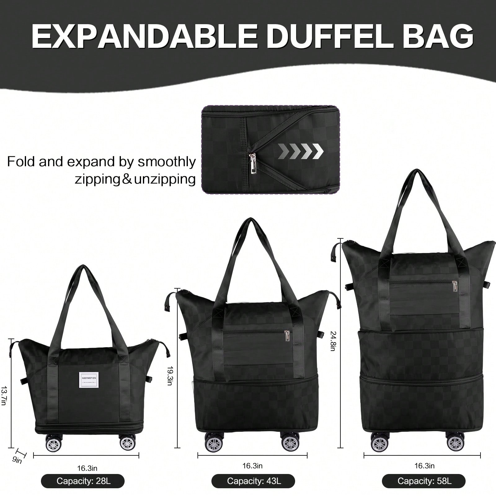 Expandable Rolling Duffle Bag  - Foldable Rolling Luggage Bag recension och pris